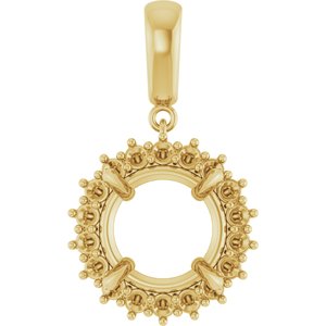14K Yellow Gold 12 mm Round Pendant Mounting – image 2