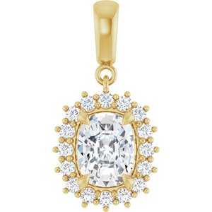 10K Yellow Gold 8.5x6.5 mm Elongated Cushion Pendant Mounting
