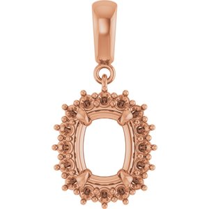 14K Rose Gold 8.5x6.5 mm Elongated Cushion Pendant Mounting – image 2