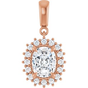 14K Rose Gold 8.5x6.5 mm Elongated Cushion Pendant Mounting