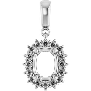 14Kx1 White Gold 8.5x6.5 mm Elongated Cushion Pendant Mounting – image 2