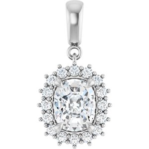 14K White Gold 8.5x6.5 mm Elongated Cushion Pendant Mounting