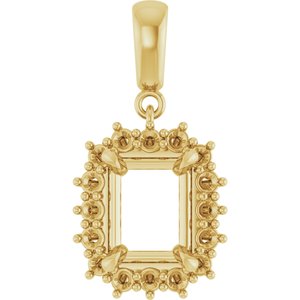 14K Yellow Gold 9x7 mm Emerald Pendant Mounting – image 2