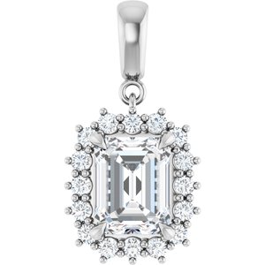 14Kx1 White Gold 9x7 mm Emerald Pendant Mounting