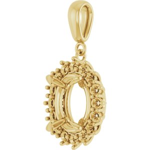 14K Yellow Gold 11x9 mm Oval Pendant Mounting – image 4