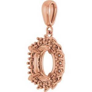 14K Rose Gold 11x9 mm Oval Pendant Mounting – image 4