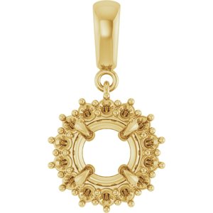 14K Yellow Gold 7 mm Round Pendant Mounting – image 2