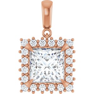 10K Rose Gold 9x9 mm Square Pendant Mounting