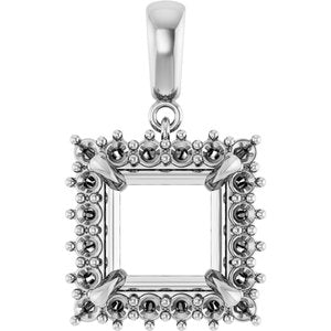 14Kx1 White Gold 9x9 mm Square Pendant Mounting – image 2