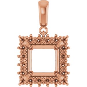14K Rose Gold 9x9 mm Square Pendant Mounting – image 2