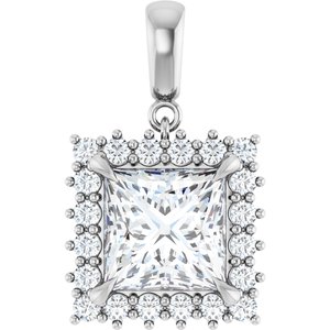 14K White Gold 9x9 mm Square Pendant Mounting