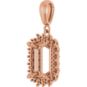 14K Rose Gold 10x7 mm Emerald Pendant Mounting – image 4
