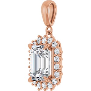 14K Rose Gold 10x7 mm Emerald Pendant Mounting – image 3