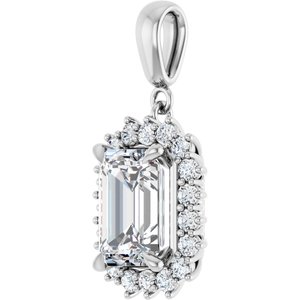 14K White Gold 10x7 mm Emerald Pendant Mounting – image 3