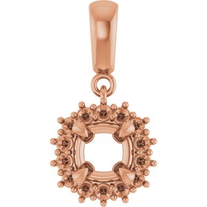 10K Rose Gold 5.5x5.5 mm Cushion Pendant Mounting – image 2