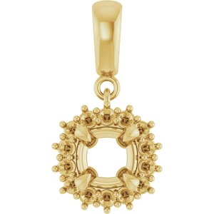 18K Yellow Gold 5.5x5.5 mm Cushion Pendant Mounting – image 2