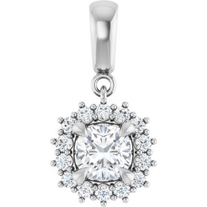Sterling Silver 5.5x5.5 mm Cushion Pendant Mounting