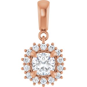 10K Rose Gold 5.5x5.5 mm Cushion Pendant Mounting