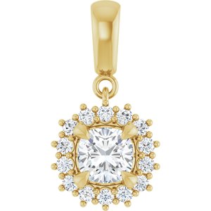 10K Yellow Gold 5.5x5.5 mm Cushion Pendant Mounting