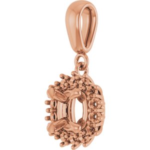 18K Rose Gold 5.5x5.5 mm Cushion Pendant Mounting – image 4