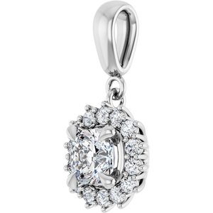 18K White Gold 5.5x5.5 mm Cushion Pendant Mounting – image 3