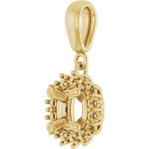 14K Yellow Gold 5.5x5.5 mm Cushion Pendant Mounting – image 4