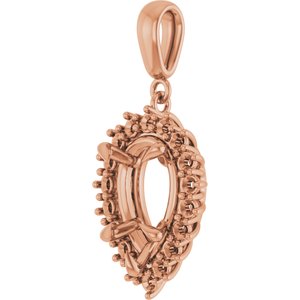 18K Rose Gold 12x8 mm Pear Pendant Mounting – image 4