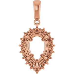10K Rose Gold 12x8 mm Pear Pendant Mounting – image 2