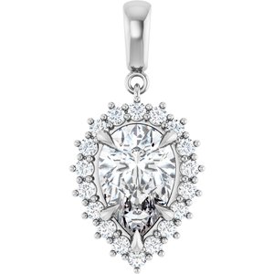 18K White Gold 12x8 mm Pear Pendant Mounting