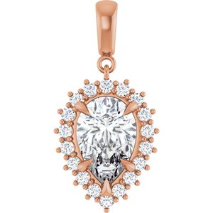 18K Rose Gold 12x8 mm Pear Pendant Mounting