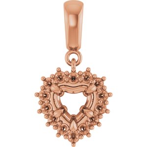 10K Rose Gold 5.5x5.5 mm Heart Pendant Mounting – image 2
