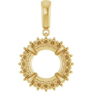14K Yellow Gold 13 mm Round Pendant Mounting – image 2
