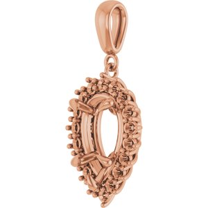 10K Rose Gold 12x7.5 mm Pear Pendant Mounting – image 4