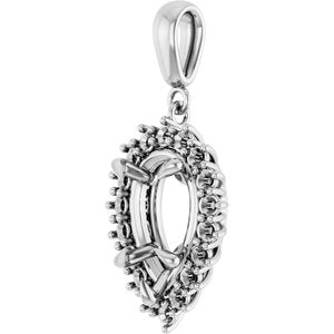 14K White Gold 12x7.5 mm Pear Pendant Mounting – image 4