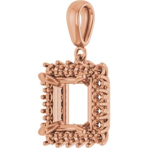 10K Rose Gold 8x8 mm Square Pendant Mounting – image 4