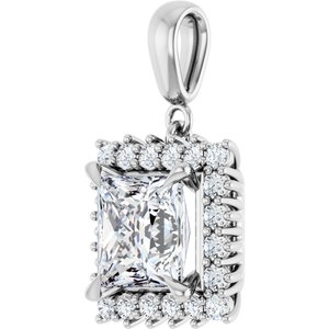 10K White Gold 8x8 mm Square Pendant Mounting – image 3