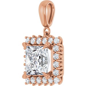 18K Rose Gold 8x8 mm Square Pendant Mounting – image 3