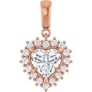 10K Rose Gold 8x8 mm Heart Pendant Mounting