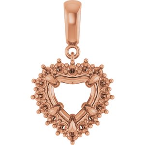 10K Rose Gold 8x8 mm Heart Pendant Mounting – image 2