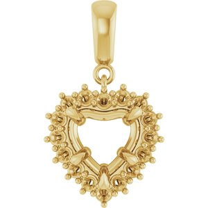 14K Yellow Gold 8x8 mm Heart Pendant Mounting – image 2