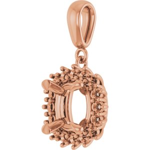 10K Rose Gold 8x8 mm Cushion Pendant Mounting – image 4