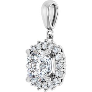 14K White Gold 8x8 mm Cushion Pendant Mounting – image 3