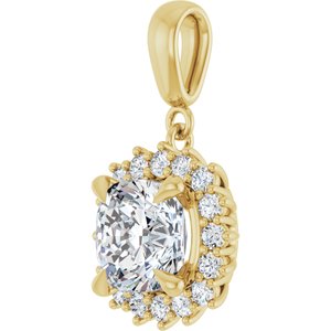 18K Yellow Gold 8x8 mm Cushion Pendant Mounting – image 3