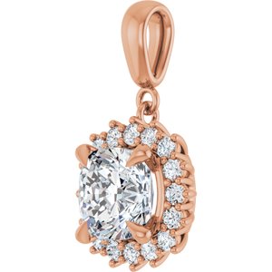 14K Rose Gold 8x8 mm Cushion Pendant Mounting – image 3