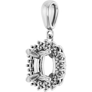 10K White Gold 8x8 mm Cushion Pendant Mounting – image 4