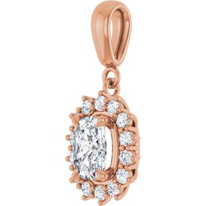 10K Rose Gold 7x5 mm Elongated Cushion Pendant Mounting – image 3