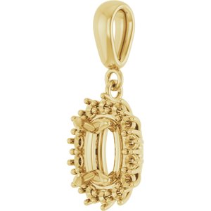 18K Yellow Gold 7x5 mm Elongated Cushion Pendant Mounting – image 4