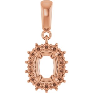 10K Rose Gold 7x5 mm Elongated Cushion Pendant Mounting – image 2