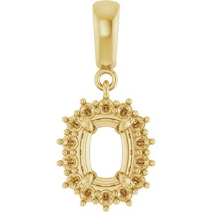14K Yellow Gold 7x5 mm Elongated Cushion Pendant Mounting – image 2