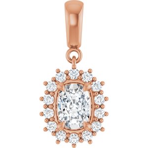14K Rose Gold 7x5 mm Elongated Cushion Pendant Mounting
